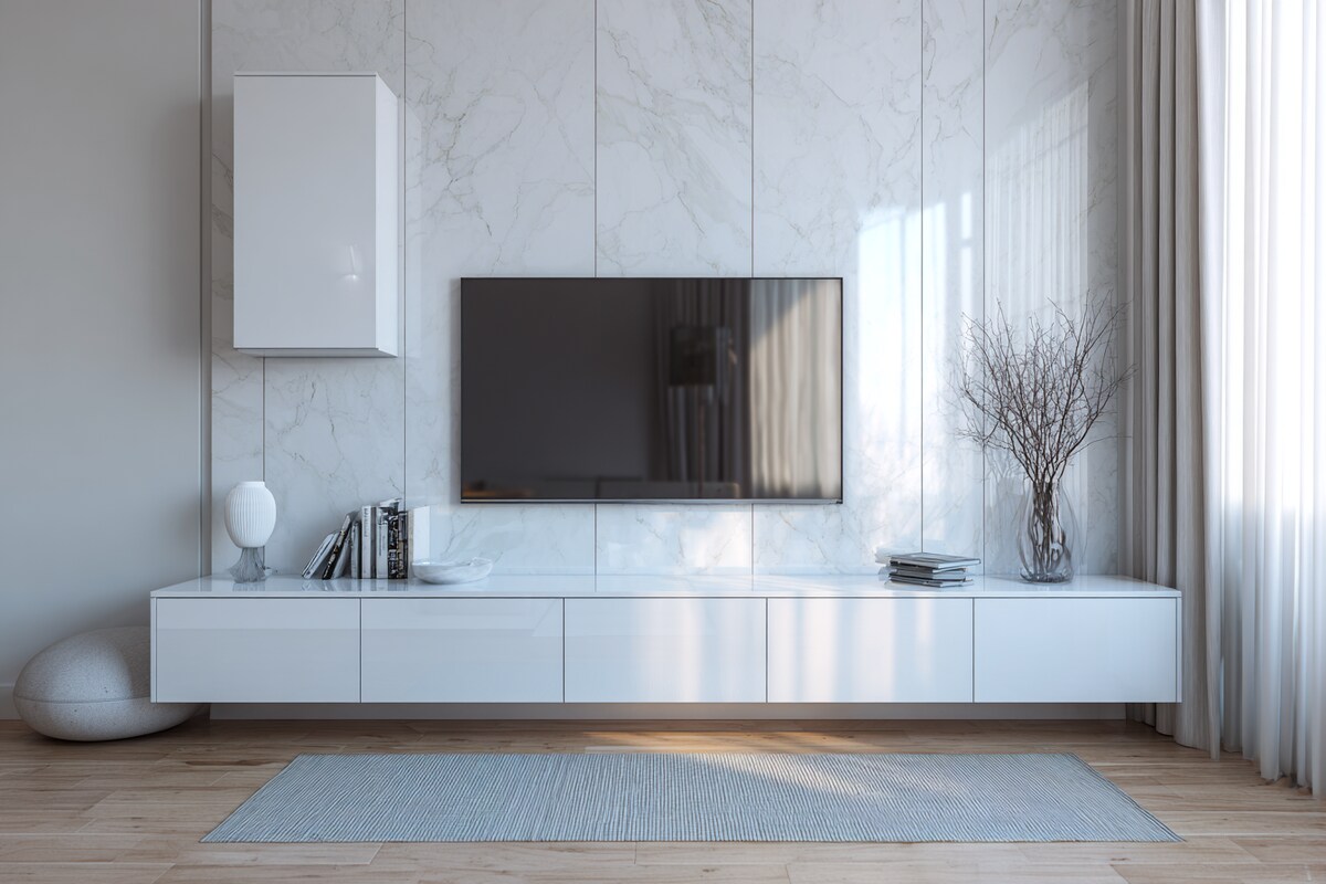 Contemporary TV Unit with Warm Peripheral LED Backlight Glow #23